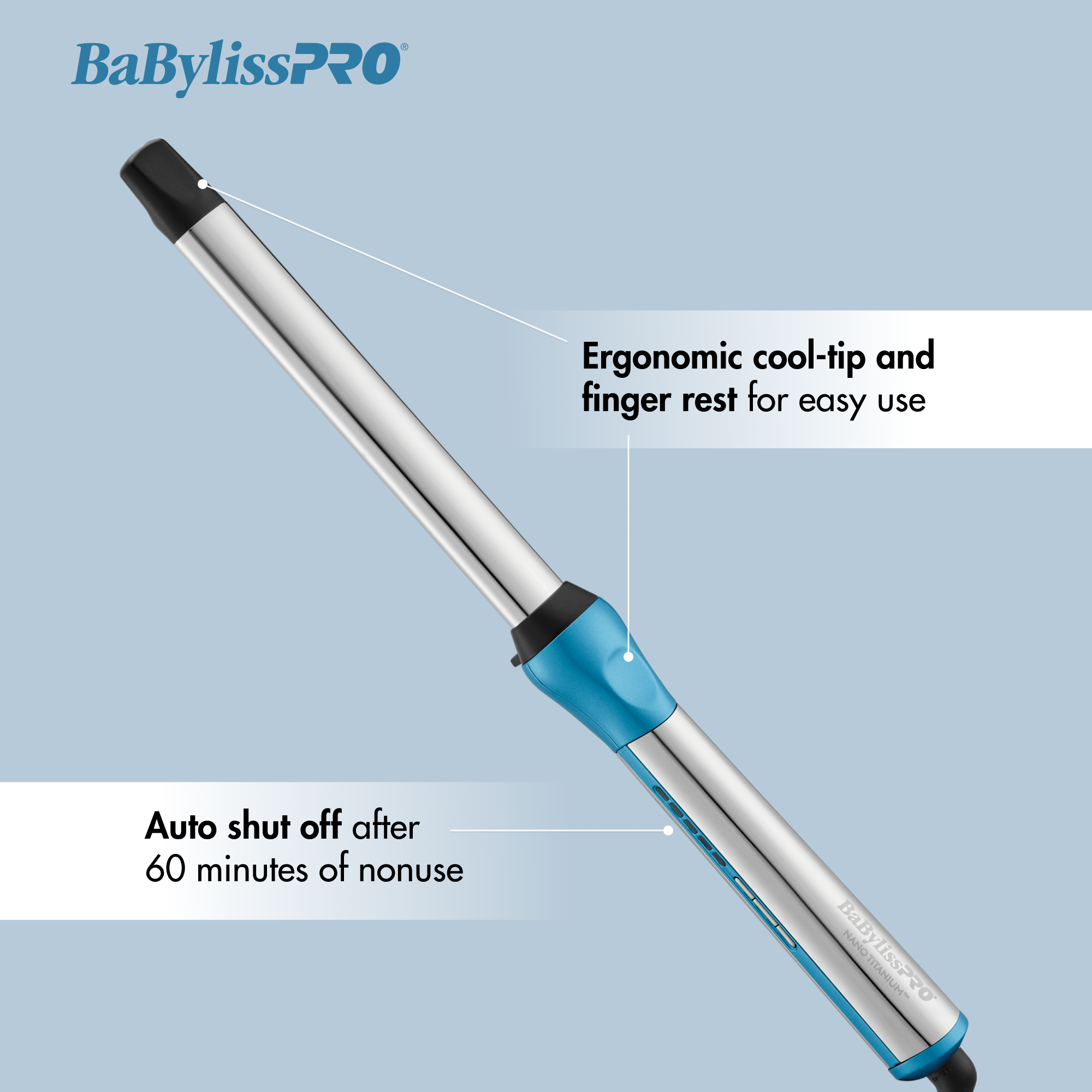 BaBylissPRO® Nano Titanium™ 1 1/4" Oval Barrel Wand - Image 2