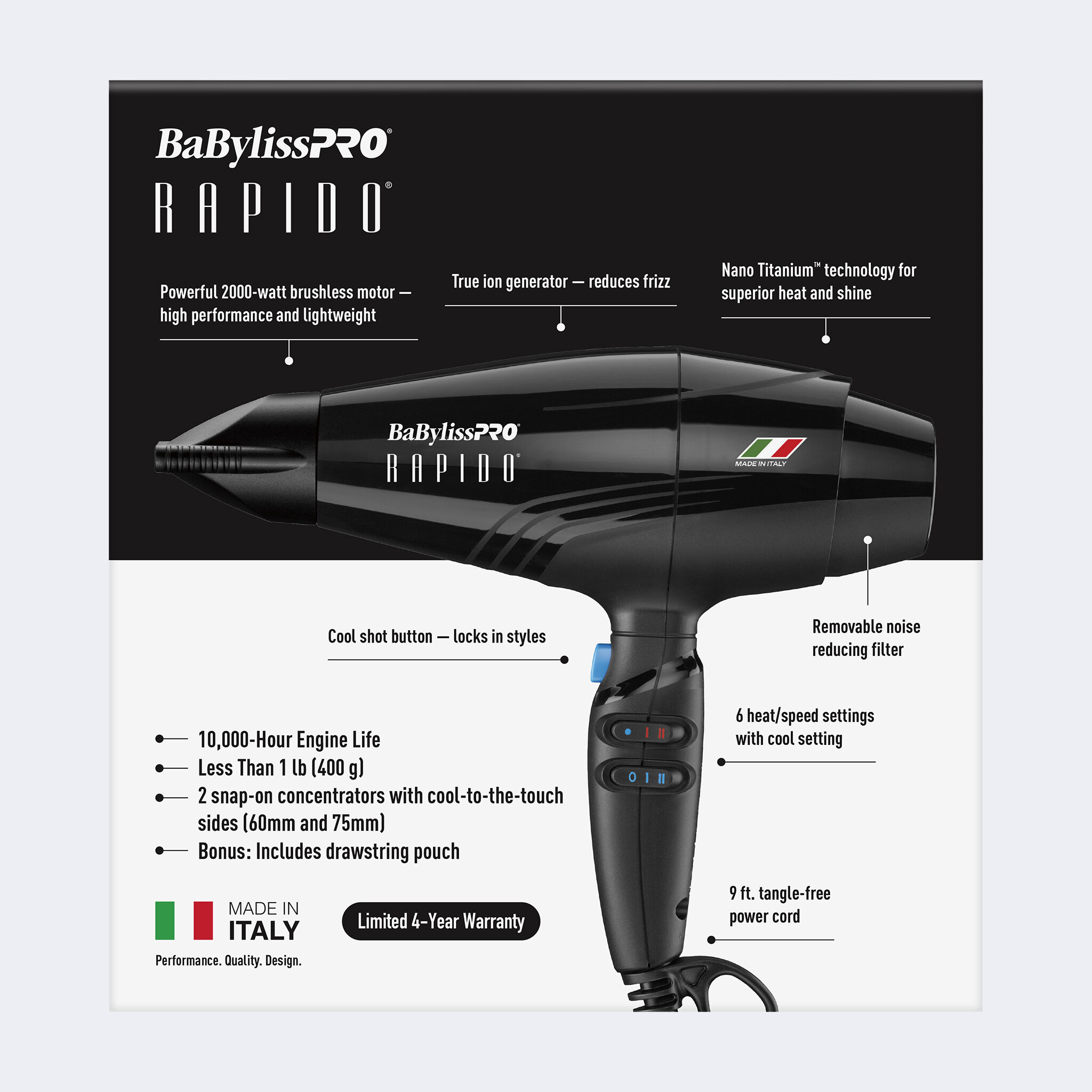 BaBylissPRO® Rapido® Dryer (BLACK) - Image 7