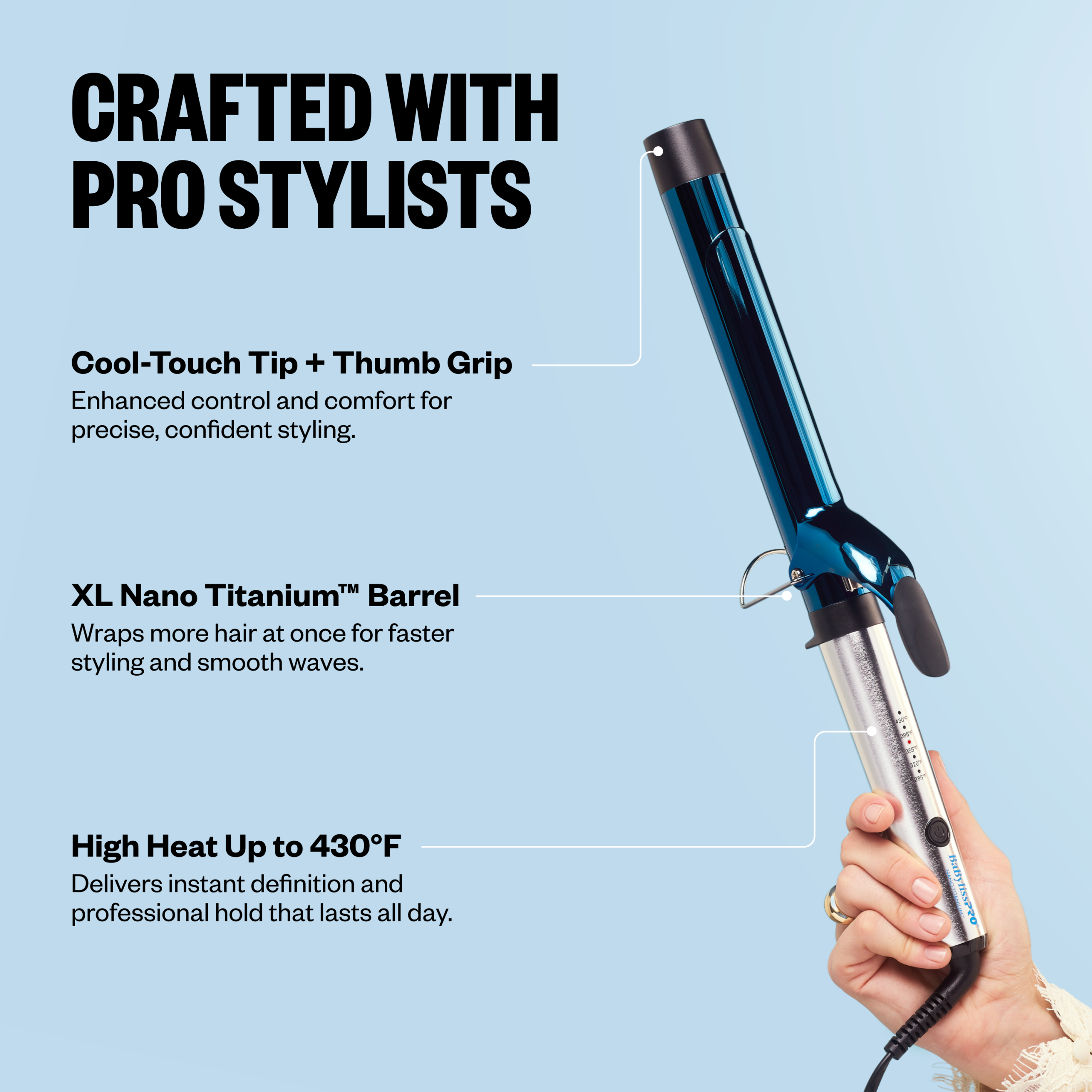 BaBylissPRO® Nano Titanium™ 1¼" Extended Barrel Curling Iron - Image 5
