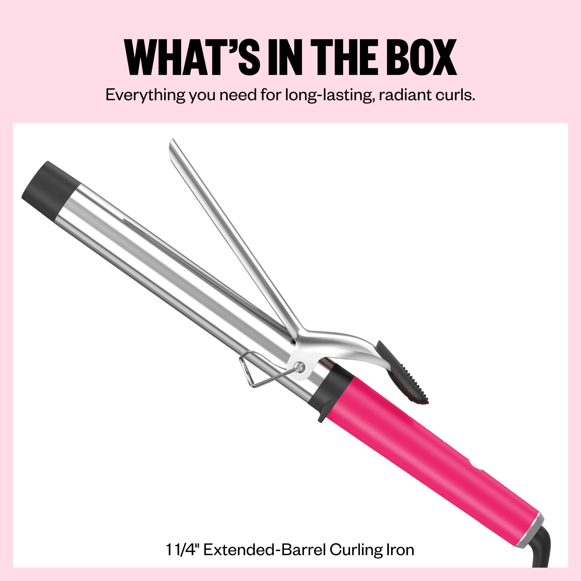 BaBylissPRO® Limited Edition Extended-Barrel 1¼" Curling Iron (Hot Pink) - Image 5
