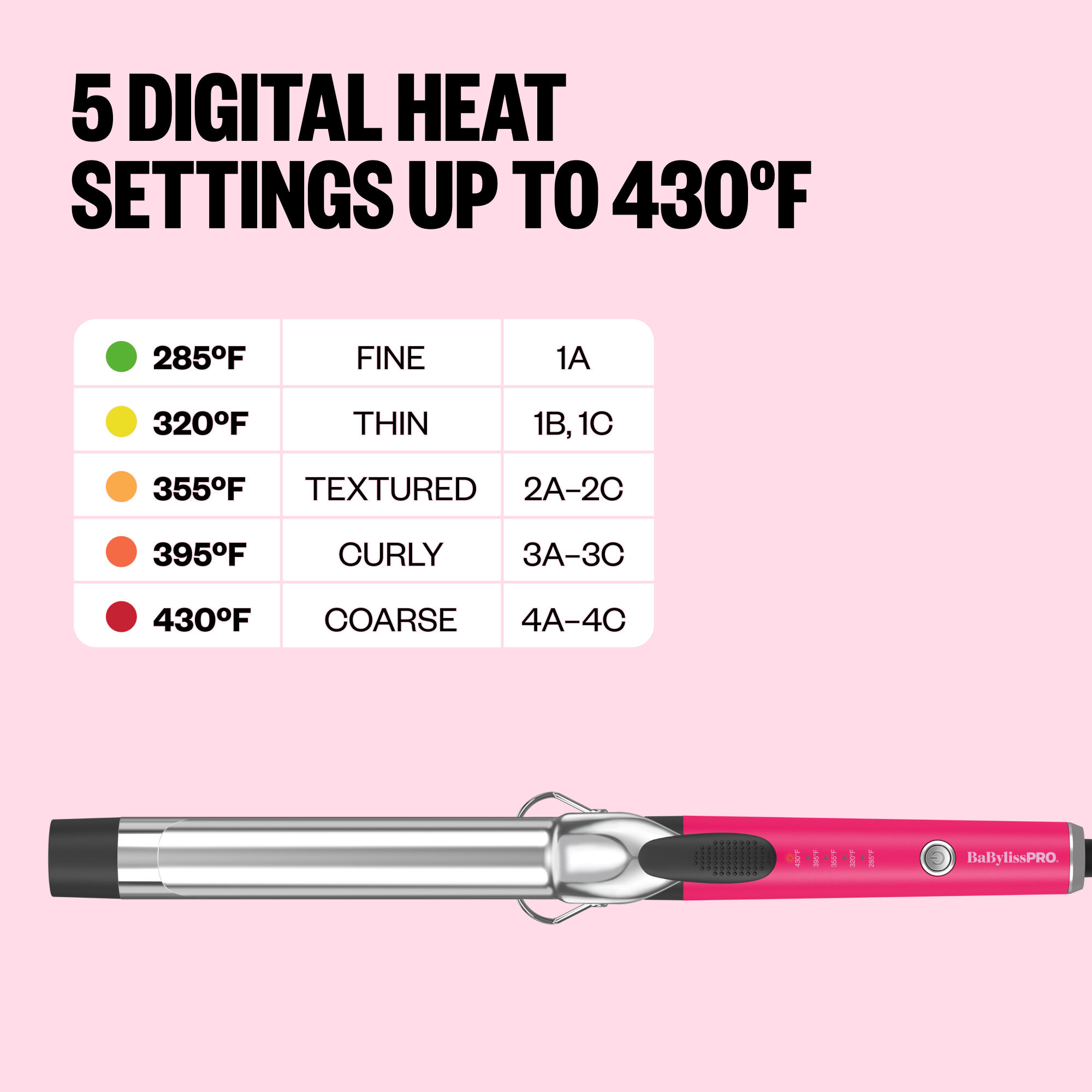 BaBylissPRO® Limited Edition Extended-Barrel 1¼" Curling Iron (Hot Pink) - Image 6