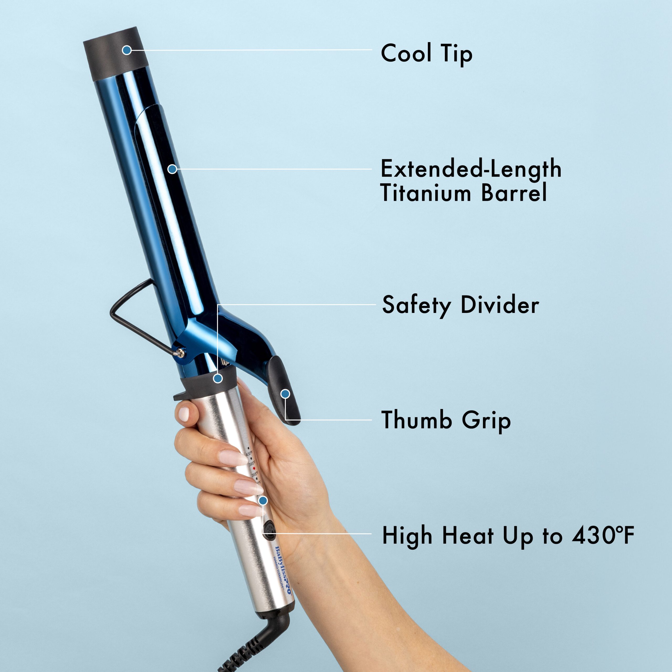 BaBylissPRO® Nano Titanium™ 1½" Extended Barrel Curling Iron - Image 5